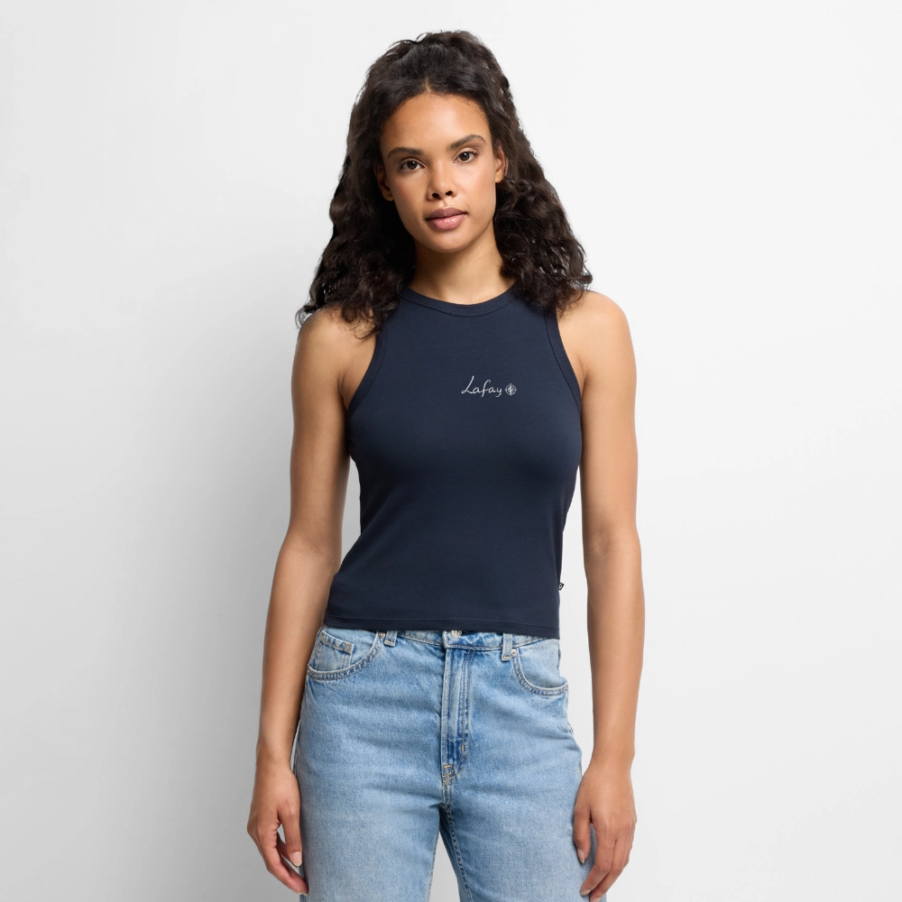 Débardeur cropped femme bio - bleu marine