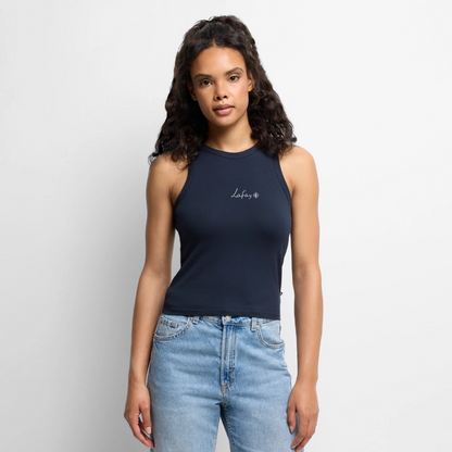 Débardeur cropped femme bio - bleu marine